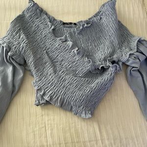 Blue preppy long sleeve blouse